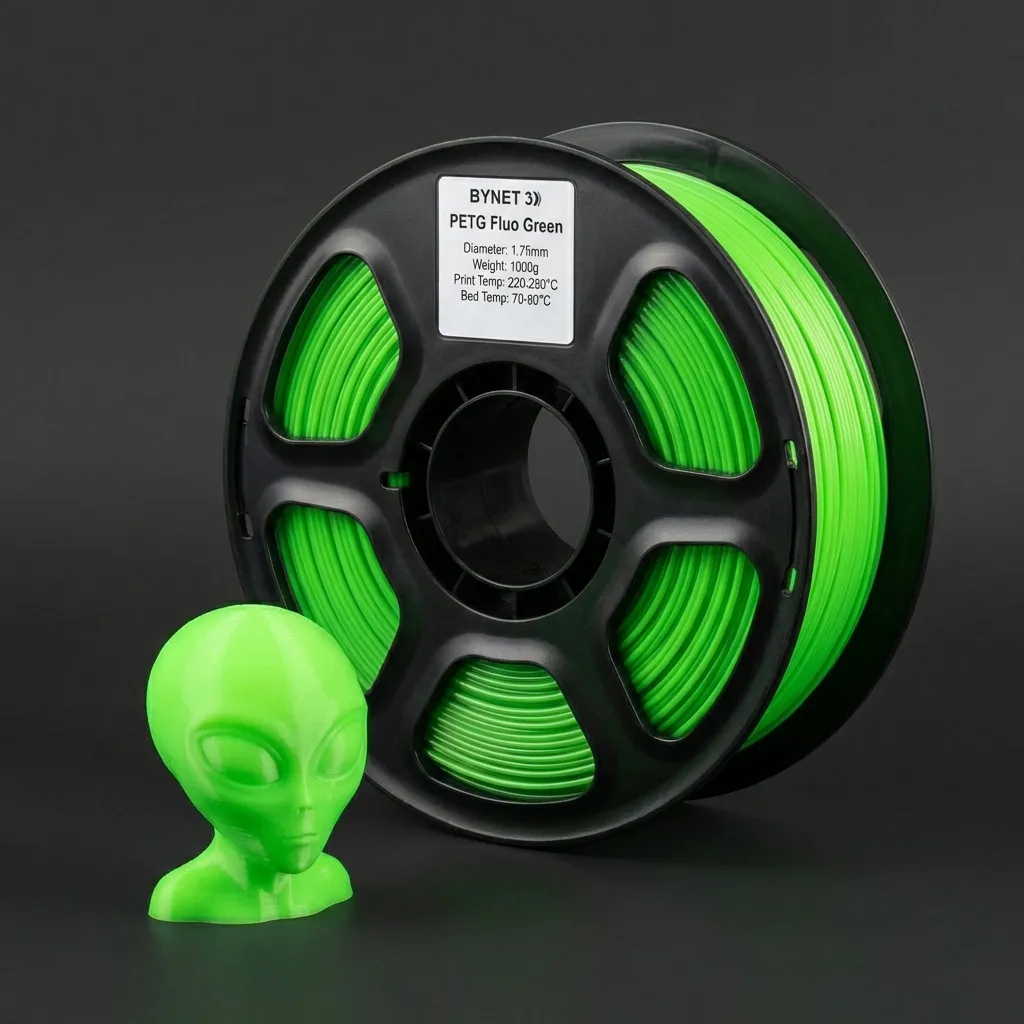 Пластик для 3D принтера BYNET3D PETG Fluo Green (BN_PETG0_FG) Флуо Зеленый — 3D филамент 1.75мм 1кг Bynet3D