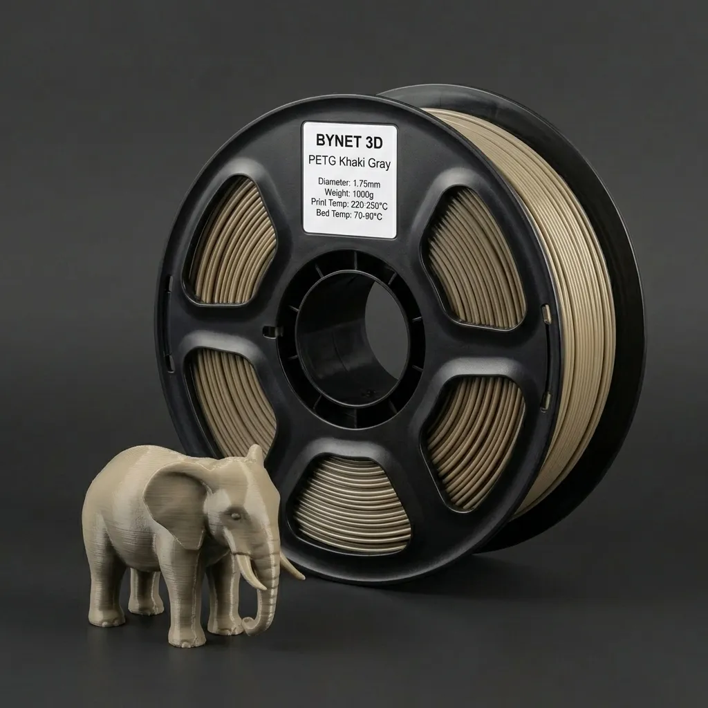 Пластик для 3D принтера BYNET3D PETG Khaki Gray (BN_PETG0_KGY) Хаки Серый — 3D филамент 1.75мм 1кг Bynet3D
