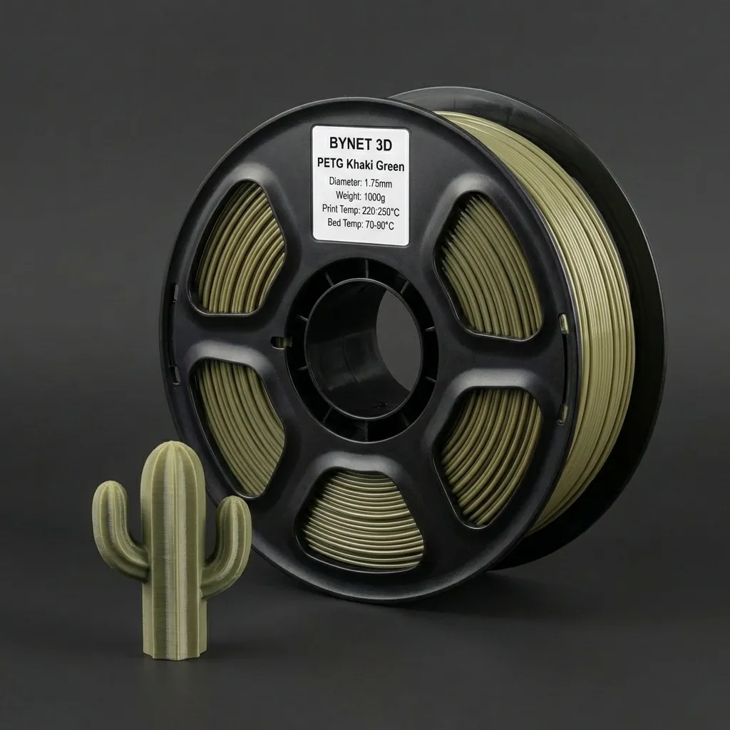 Пластик для 3D принтера BYNET3D PETG Khaki Green (BN_PETG0_KGN) Хаки Зеленый — 3D филамент 1.75мм 1кг Bynet3D