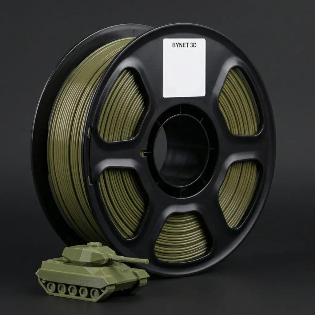 Пластик для 3D принтера BYNET3D PETG Military Green (BN_PETG0_MGR) Хаки Зеленый — 3D филамент 1.75мм 1кг Bynet3D