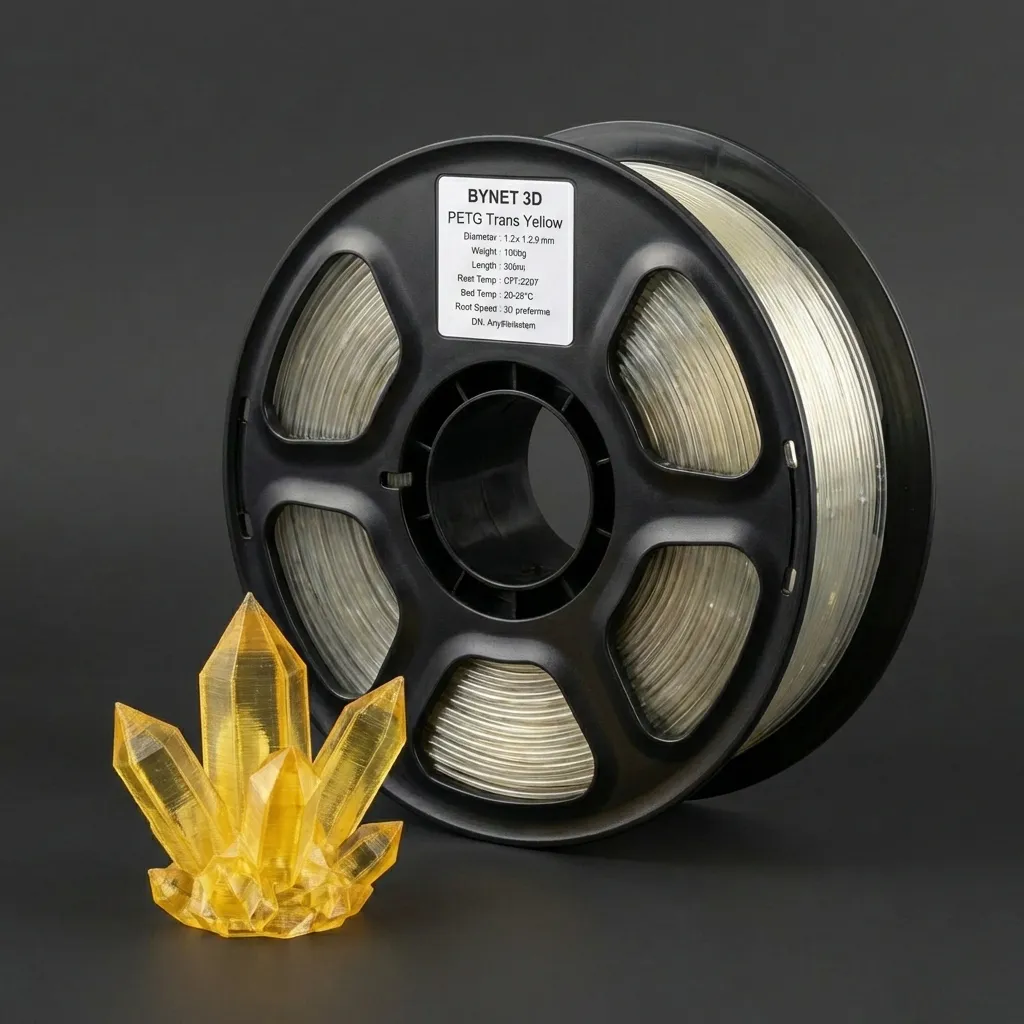 Пластик для 3D принтера BYNET3D PETG Transparent Yellow (BN_PETG0_TYE) Transparent Yellow — 3D филамент 1.75мм 1кг Bynet3D