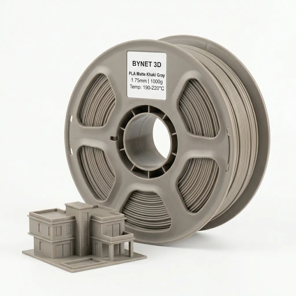 Пластик для 3D принтера BYNET3D PLA Matte Khaki Gray (BN_PLA20_KGY) Хаки Серый — 3D филамент 1.75мм 1кг Bynet3D
