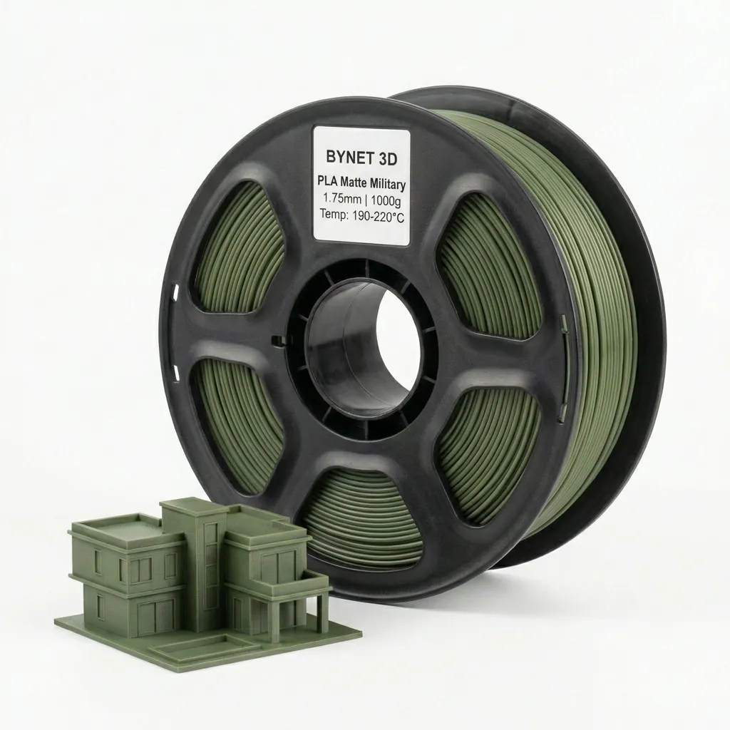 BYNET 3D PLA MATTE Милитари (Хаки) Хаки — 3D филамент 1.75мм 1кг Bynet3D